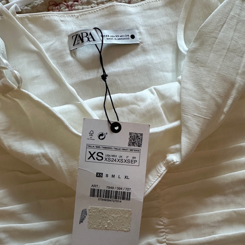 XS White Zara linen blend mini dress, bachelorette party dress - Picture 14 of 14